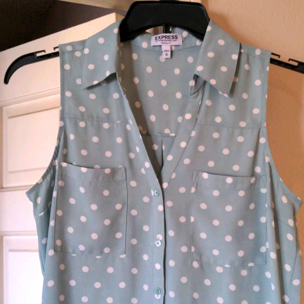 EXPRESS Portofino polkadot sleeveless blouse